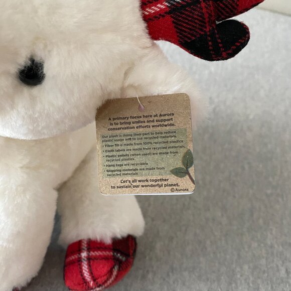 Aurora Red White Black Plaid Hooves Antlers White Holiday Reindeer 10" 2020 - Picture 7 of 13